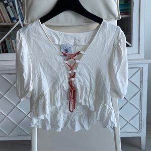 LF white crop blouse